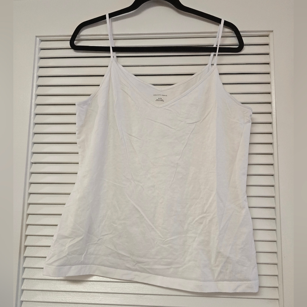 Saks Fifth Avenue - White V-Neck Cami Tank Top With Spaghetti Straps